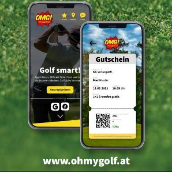 Logo OMG! bei der 1st Austrian Golf Show